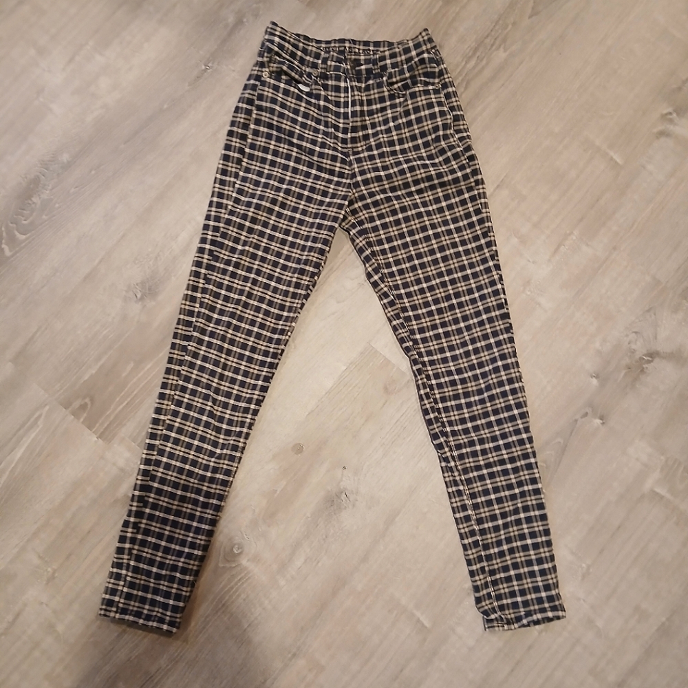 American Eagle plaid mom jeans
